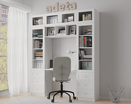 Изображение товара Книжный шкаф Билли 365 white ИКЕА (IKEA) с рабочим местом на сайте adeta.ru